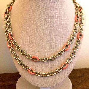 J.Crew | Enamel and Gold Tone Link Necklace | 38” Length